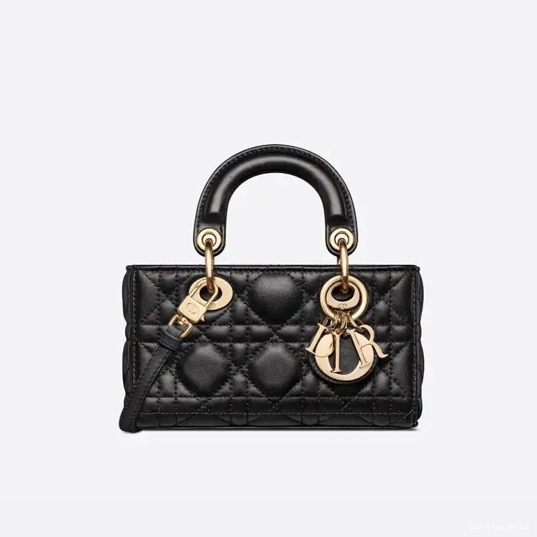 Black Micro Bag Cannage Lambskin D-Joy Lady 0503 Hot Sale